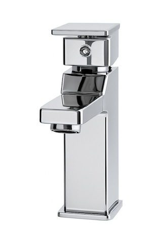 Rudi Armatür Premium Pirinç Kare Gövde Şelale Lavabo Bataryası Gümüş