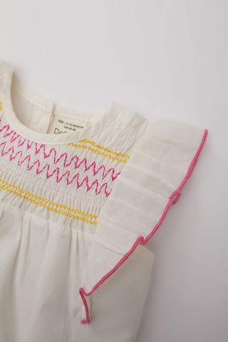 Defacto Kız Bebek Bisiklet Yaka Vual Kısa Kollu Gömlek C5188A524SMER105 Ekru