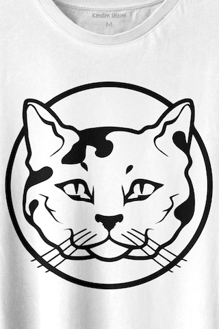Sevimli Kedi Minik Bıyıklı Cat Minnoş Baskılı Tişört Unisex T-shirt 001