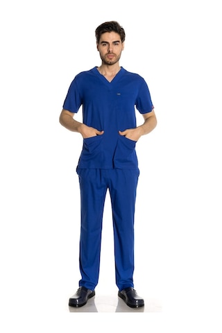 Unisex Likralı Saks Mavi Doktor / Hemşire Forması