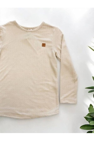 Nanica Kids Erkek Çocuk İnce Yumuşak Dokulu Uzun Kollu T-shirt-14646 Bej