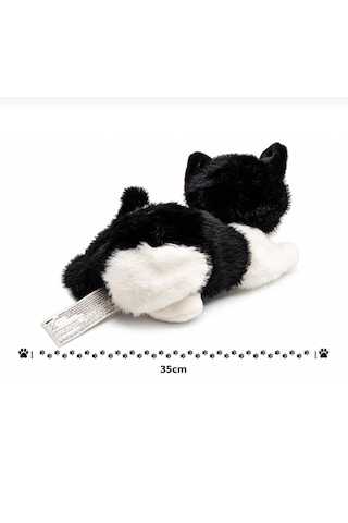 Oyuncak Pilli Sesli Peluş Kedi 35 Cm Gerçekçi Miyavlayan Yumuşak Dokulu Çocuk Oyuncağı Siyah