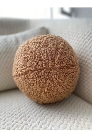 Teddy Dekoratif Peluş Top Yastık Kırmızı/beyaz/kahverengi kahverengi