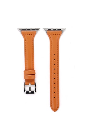 Watch Ultra 49mm Kordon Uyumlu Krd-28 Deri Strap Kayış Mkst- Kahverengi