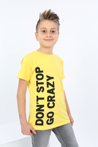 Toontoy Kids Toontoy Erkek Çocuk Dont Stop Go Crazy Baskılı Tişört Koyu Sarı