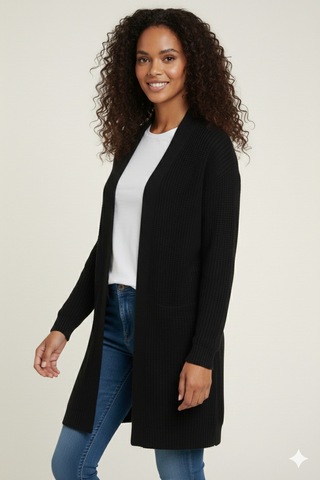 Youknitwear You Stayles %100 Pamuk Kadın Triko Hırka Siyah