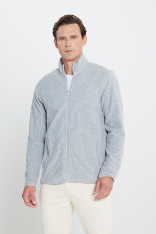 AC&Co / Altınyıldız Classics 4A5221100014GMJS Standart Fit Fermuarlı Bato Yaka Polar Erkek Ceket Gri