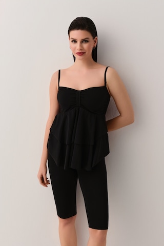 Suwen Volanlı Straplez Tankini Üst Sbn25720012 Siyah