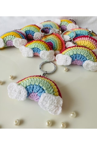 Fynbos Amigurumu Renkli Gökkuşağı Figürlü Anahtarlık