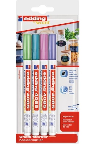 Edding 4085 Tebeşir Chalk Kalem Seti Metalik 4'Lü