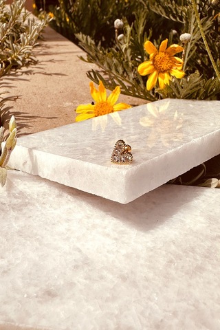 Aşk Kalp Tasarım Altın Renk Zirkon Taşlı Çelik Piercing Tragus Helix Stainless Steel Altın