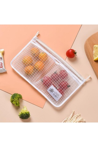 1 Adet Buzdolabı Kapı Düzenleyici, Mutfak Saklama Çantası İçin Buzdolabı Asılı File Çanta, Ev Eşyaları Ayırma Çantası Mavi