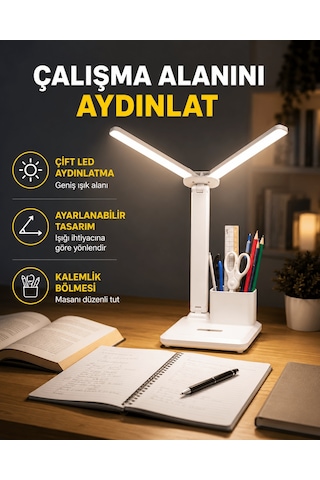 Lexroo Kısılabilir Led Masa Lambası Kalemlik Ve Telefon Standlı 43341656