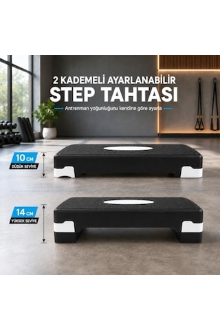 2 Kademeli Ayarlanabilir Step Tahtası, Kaymaz Yüzeyli Aerobik Fitness Kardiyo Egzersiz Platformu, Siyah Beyaz Ev Spor Stepper Tahtası, 10-14 Cm Yükseklik