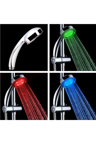 Monyee Led Duş Başlığı, Su Akışı İle Çalışır, 3 Renk Sıcaklık Algılama Ve 7 Renk Otomatik Değişim Seçenekleri, Su Tasarruflu, Abs Malzeme, G1/2 Bağlantı Diğer