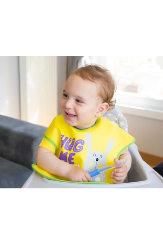 Babyjem Poli Muşamba Mama Önlüğü Büyük Sarı