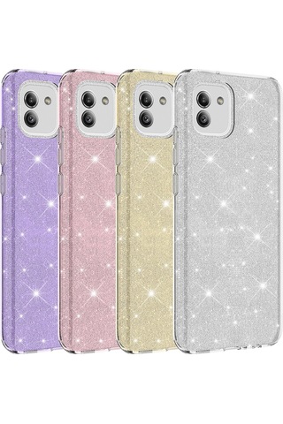 Samsung Galaxy Uyumlu A03 Kılıf Zore Parıltılı Simli Shining Silikon