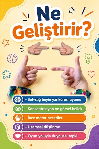 Ahşap Eğitici Ellerim Konuşuyor Nöropsikolojik Dikkat Koordinasyon Oyunu 24 Parça