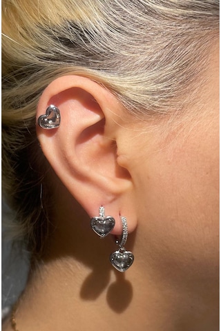 Zirkon Taşlı Kalp Detay Gümüş Çelik Kolye