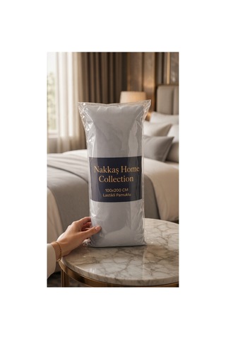 160x200 Lastikli Çarşaf Seti Pamuklu Çift Kişilik Çarşaf + Yastık Kılıfı - Gri Açık Gri
