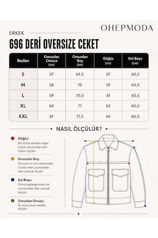 Ohepmoda Oversize Rahat Kalıp Cep Detaylı Erkek Deri Ceket Kahverengi