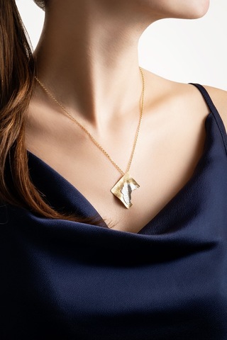 Kayıp Şehir 18 Ayar Sarı Altın Kaplama 47 Cm Gümüş Tasarım Kolye