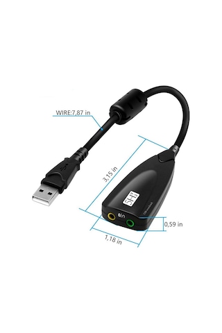 Wozlo 7.1 USB 12 Kanal 64 Bit 5HV2 Destekli Kablolu Audio Çevirici Harici Ses Kartı