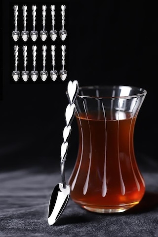 Elite Çay Kaşığı Kalpli 6'lı 2 Paket Paslanmaz Çelik