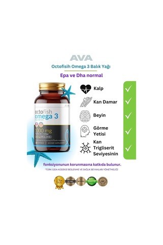 Epa Dha Kokusuz Octofish İsviçre Omega 3 Balık Yağı 30 Kapsül