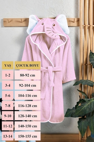 Ely Parker Kapüşonlu Pamuk Çocuk Bornozu Pembe Fil Hayvan Elyprkr00978-pembe-beyaz Pembe - Beyaz