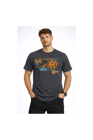 Erkek Ban Baskılı Kompakt T-shirt Gri