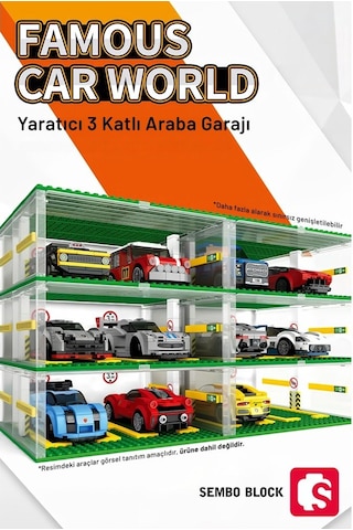 Sembo Block Famous Cars Araç Park Yeri 6 Araç Için 130 Parça Yapı Blokları İle Uyumlu 607341