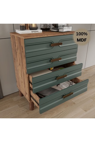 Comiet Zen 4 Çekmeceli Mdf Şifonyer Yeşil