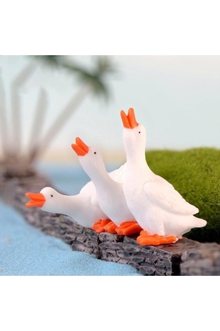 Lijinxu 3 Adet Mini Kaz Figürleri Minik Heykelleri Kek Toppers