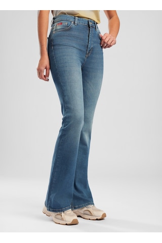 Lee Cooper Mavi - Yeşil Kadın Pamuklu Denim Pantolon 262 Lcf 121006 Luna Octopus Junıper Mavi-yeşil