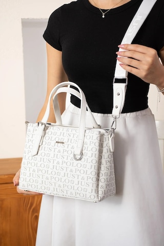 Just Polo Kadın Orijinal Ayarlanabilir Askılı Şık El Ve Omuz Çantası Shopper Ebat : 18 X 25 Cm Beyaz