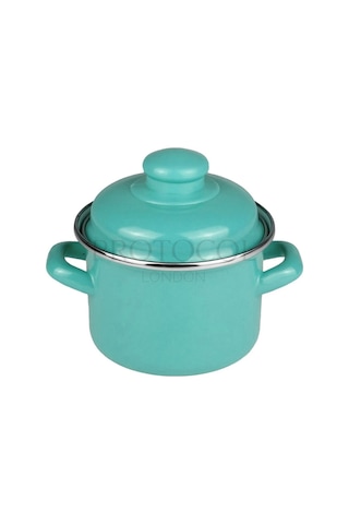 Protocol London Emaye Mini Derin Tencere 12 Cm 900 Ml - Turkuaz