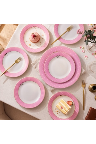 Aryıldız Nila 7 Parça 6 Kişilik Pasta Takımı Pembe Çok Renkli