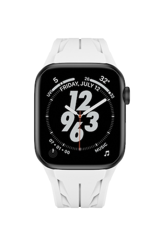 Apple Uyumlu Watch 7 45mm Krd-127 Metal Tokalı Silikon Kordon-siyah,