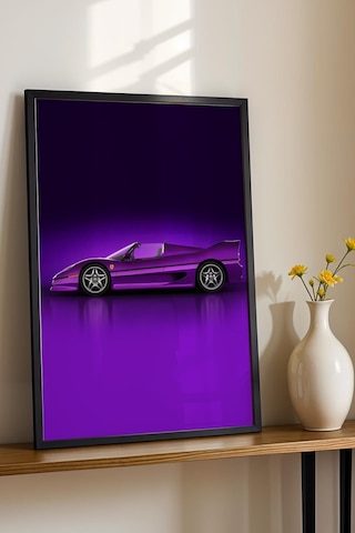 Saturn Ferrari F50 Araba Çerçeveli Tablo Erkek Odası Ve Garaj Dekoru Classic Car Collection