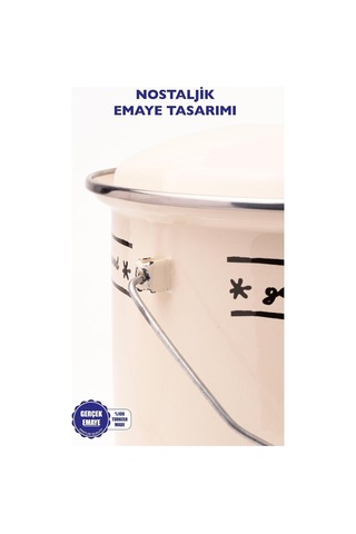 Lexroo Mood Ahşap Detaylı Emaye Yoğurt/bakliyat Bakracı 20cm-3 Litre-tüm Ocaklarla Uyumlu Çok Renkli