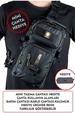 Dada Fonksiyonel Sırt Göğüs El Ve Omuz Çantası Su Geçirmez Kumaş Bady Bag Siyah