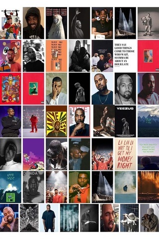 Postifull Kanye West Poster Kolaj Seti - Duvar Dekoru Poster - Sticker Bant Hediyeli - 50 Adet - 10 15 Cm