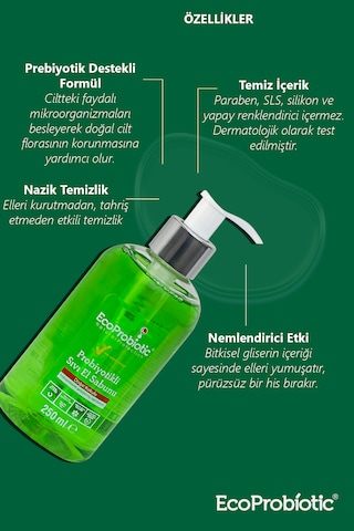 Probiyotikli Sıvı El Sabunu 250 Ml + 1 Lt. Set Temiz İçerik, Çocuk Dostu, Koruyucu Bakım