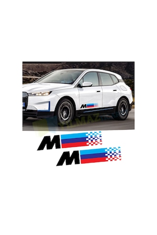 Bmw M Bayrak Kapı Altı Oto Sticker Etiket Yapıştırma Çıkartma 2Ad 40 X 8,5 Cm