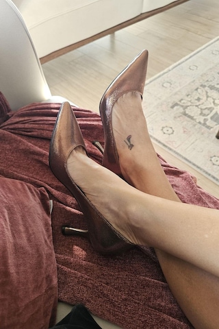 10 1109 Topukla Kadın Kadeh Topuklu 8 Cm Topuklu Stiletto Ayakkabı Bakır