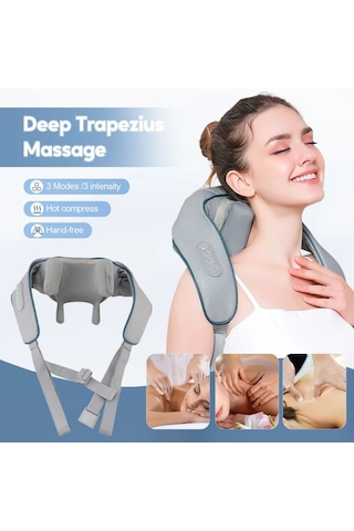 Kablosuz Boyun Ve Omuz Masaj Aleti Şal Tipi Trapez Masaj Cihazı 20w Sessiz Krem