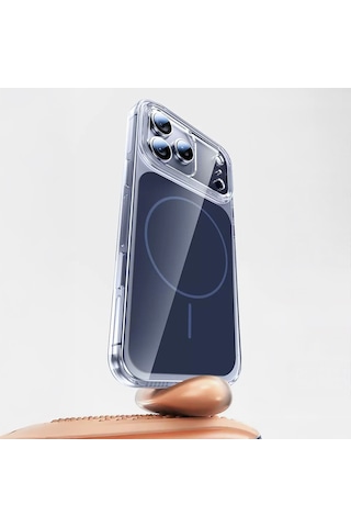 Zore Apple Uyumlu iPhone 17 Pro Kılıf Msra M-safe Şarj Özellikli Şeffaf Kamera Kontrol Butonlu Lugano Kapak - Turuncu Turuncu