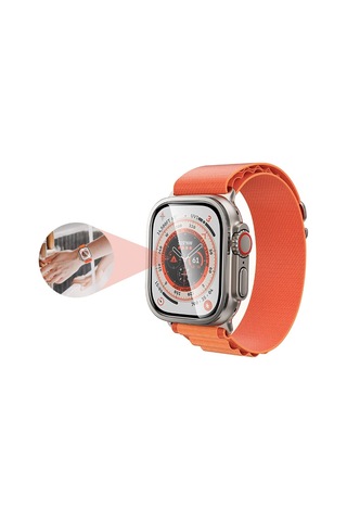 Apple Uyumlu  Watch  Ultra 49mm Zore Alm-01 Metal Çerçeveli Ekran Koruyucu