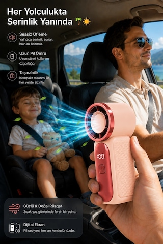 Glr Fs-24 Pembe Şarj Edilebilir Mini El Fanı Yüksek Hızlı Taşınabilir Cep Vantilatörü